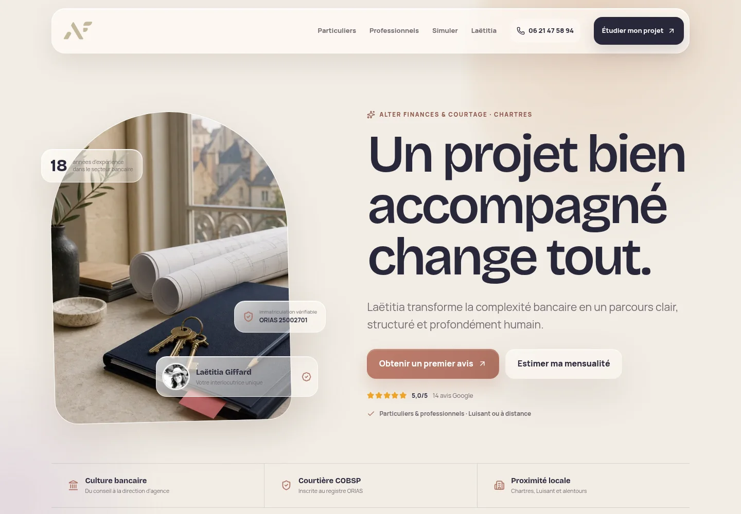 Page d’accueil du site Alter Finances et Courtage