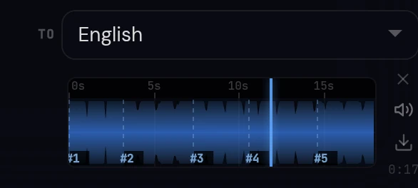 Le découpeur audio Uni-Translate présentant les fragments d’une voix